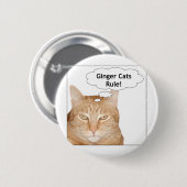 Badge Rond 5 Cm Règle de chats de gingembre ! (Devant & derrière)