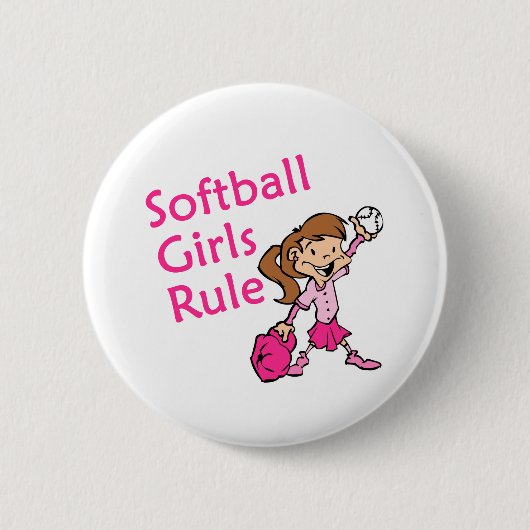Badge Rond 5 Cm règle de filles du base-ball (Devant)