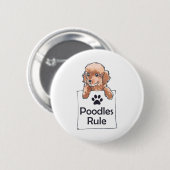 BADGE ROND 5 CM RÈGLE POODLES (Devant & derrière)