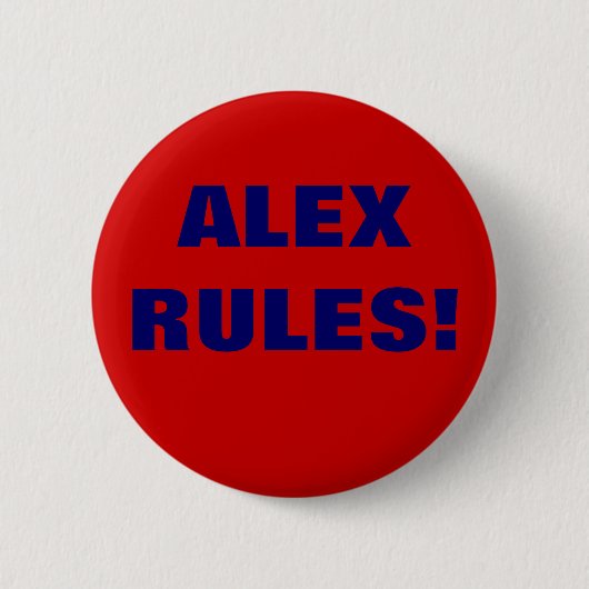 BADGE ROND 5 CM RÈGLES D'ALEX ! (Devant)
