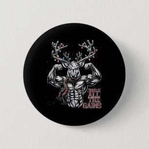 Badge Rond 5 Cm Reindeer De Noël Gym Entraînement Jingle Tout Gain