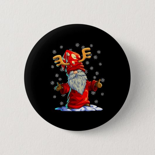 Badge Rond 5 Cm Reindeer Gnome Shirt Men Women Buffalo Plaid Red C (Devant)