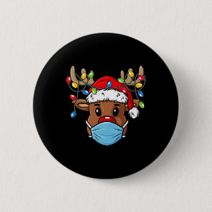 Badge Rond 5 Cm Reindeer Joyeux Noël Fun Noël