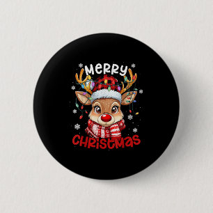 Badge Rond 5 Cm Reindeer Joyeux Noël Lumière Noël Hommes de famill