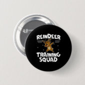 Badge Rond 5 Cm Reindeer Training Squad Deer Team Xmas Running New (Devant & derrière)
