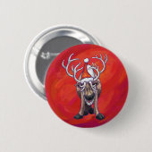Badge Rond 5 Cm Reindees Noël Sur Vert (Devant & derrière)