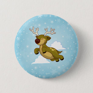 Badge Rond 5 Cm Reinder volant Noël
