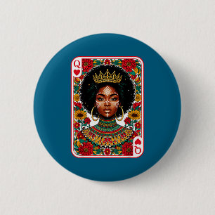 Badge Rond 5 Cm reine africaine carte melanine fierté noire blm