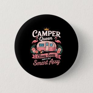 Badge Rond 5 Cm Reine Campeuse Cly Sy Intelligent Y Camping Carava