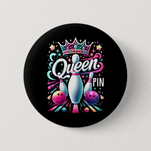 Badge Rond 5 Cm Reine Chemise à noeud Bowler Ligue de bowling pour