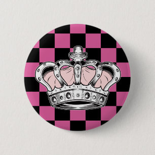 Badge Rond 5 Cm Reine Couronne Rose Glamour Esthétique Edge