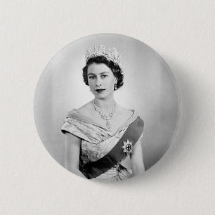 Badge Rond 5 Cm Reine d'Angleterre d'Elizabeth II