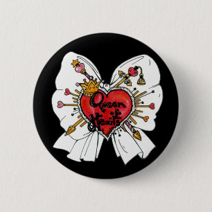 Badge Rond 5 Cm Reine de bouton de coeurs