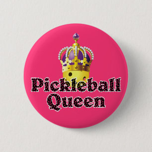 Badge Rond 5 Cm Reine de Pickleball - Pickleball Jaune Portant une