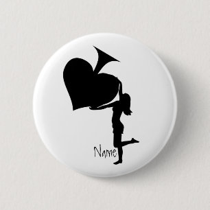 Badge Rond 5 Cm Reine des pique tenant de l'As noir Thunder_Cove