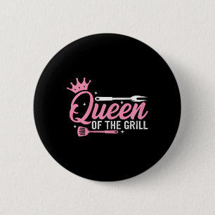 Badge Rond 5 Cm Reine Du Grill Viande Fumée Bbq Barbecue 1 