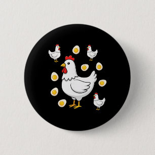 Badge Rond 5 Cm Reine du poulailler avec petits poussins et ensole