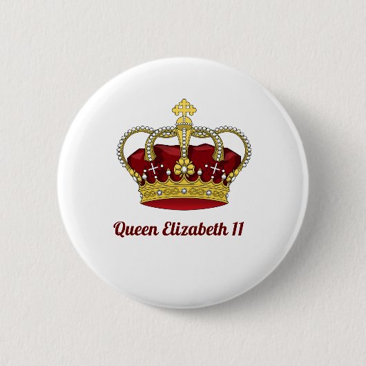 Badge Rond 5 Cm Reine Elizabeth 11 Couronne (Devant)