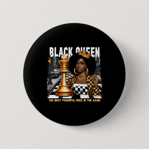Badge Rond 5 Cm Reine Noire Pouvoir d'Échecs Afro-Américain Mélani