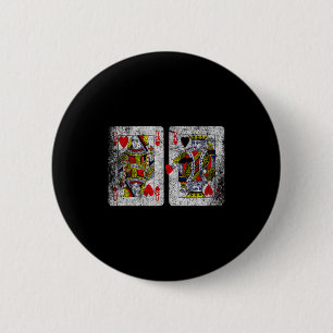 Badge Rond 5 Cm Reine Roi des cœurs Cartes à jouer Saint-Valentin