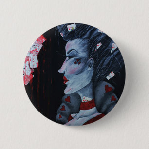 Badge Rond 5 Cm Reine Rouge de Cœur Alice Merveilleux Fantastique