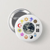 Badge Rond 5 Cm RELIGIONS du MONDE (Devant & derrière)