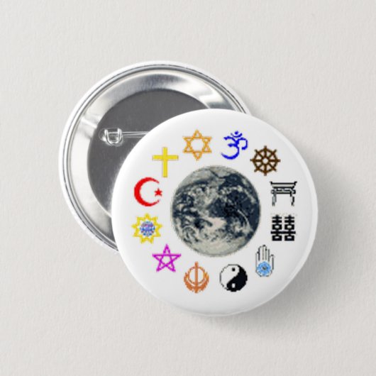 Badge Rond 5 Cm RELIGIONS du MONDE (Devant & derrière)