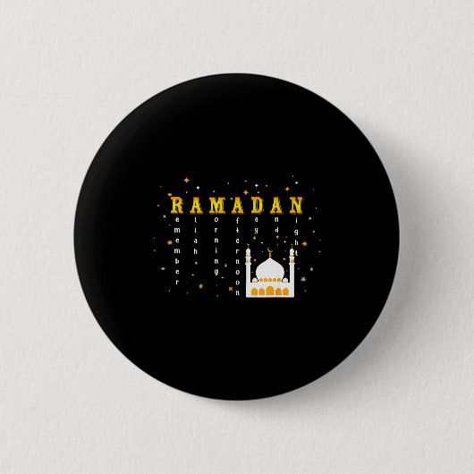 Badge Rond 5 Cm Remember Allah Ramadan Mubarak Kareem  (Devant)