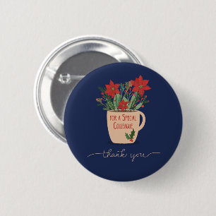 Badge Rond 5 Cm Remerciement à un collègue pour des poinsettias de