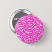 Badge Rond 5 Cm Remerciements! - Multi Language - International Wo (Devant & derrière)