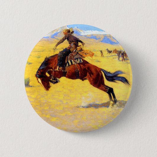 Badge Rond 5 Cm Remington Old West Horse et Cowboy (Devant)