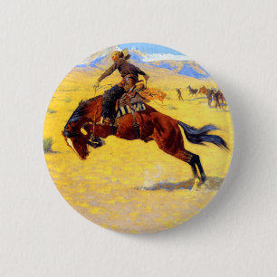 Badge Rond 5 Cm Remington Old West Horse et Cowboy