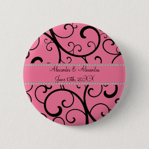 Badge Rond 5 Cm Remous de rose et faveurs de mariage de diamants
