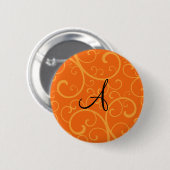 Badge Rond 5 Cm Remous d'orange de monogramme (Devant & derrière)