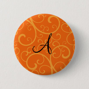 Badge Rond 5 Cm Remous d'orange de monogramme