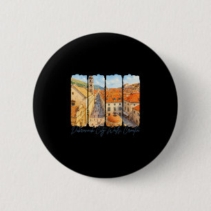 Badge Rond 5 Cm Remparts de la ville de Dubrovnik Croatie Voyage C