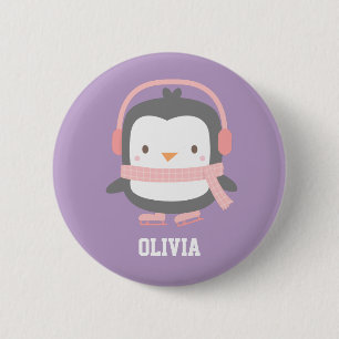 Badge Rond 5 Cm Remplisseurs de Noël de pingouin mignon pour fille
