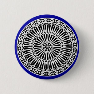 Badge Rond 5 Cm RENAISSANCE Bleu Bleu Noir Décor Architectural
