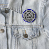 Badge Rond 5 Cm RENAISSANCE Bleu Bleu Noir Décor Architectural (En situation)