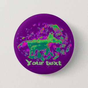 Badge Rond 5 Cm Renard animal Abstrait pourpre
