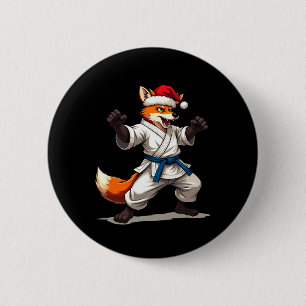 Badge Rond 5 Cm Renard animal drôle en Karate Uniforme pour Noël H