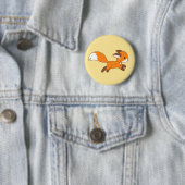 Badge Rond 5 Cm Renard coureur mignon (En situation)