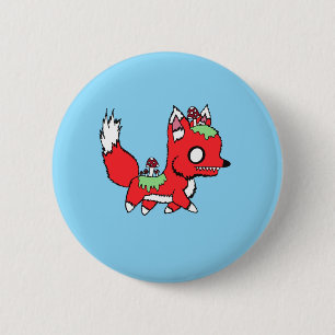Badge Rond 5 Cm Renard de champignon mignon et effrayant