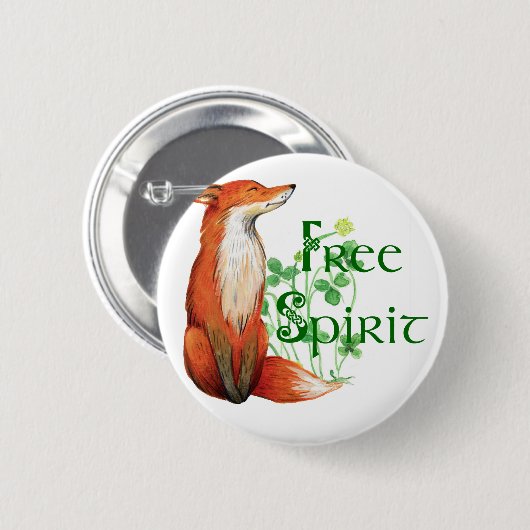 Badge Rond 5 Cm renard d'esprit libre (Devant & derrière)