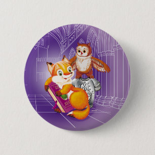 Badge Rond 5 Cm renard et hibou