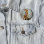 Badge Rond 5 Cm renard, fleurs, (En situation)