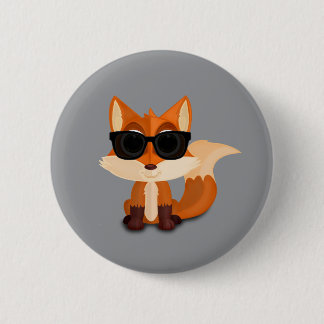 Badge Rond 5 Cm Renard mignon et cool avec des lunettes de soleil