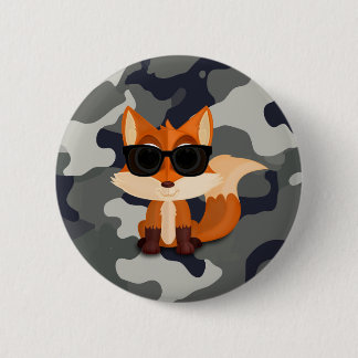 Badge Rond 5 Cm Renard mignon et cool avec des lunettes de soleil