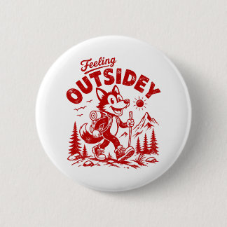 Badge Rond 5 Cm Renard qui marche dans un dessin animé vintage se