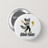Badge Rond 5 Cm Renards Argentés Softll (Devant & derrière)
